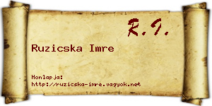Ruzicska Imre névjegykártya
